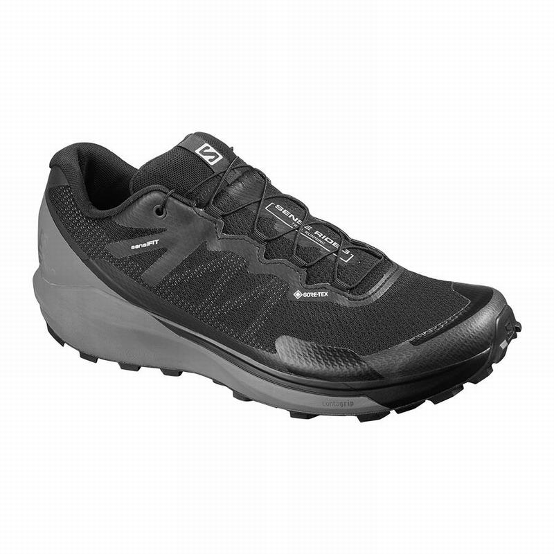 Salomon Singapore Mens Running Shoes - SENSE RIDE 3 GTX INVIS. FIT Black | 59860-YSZE